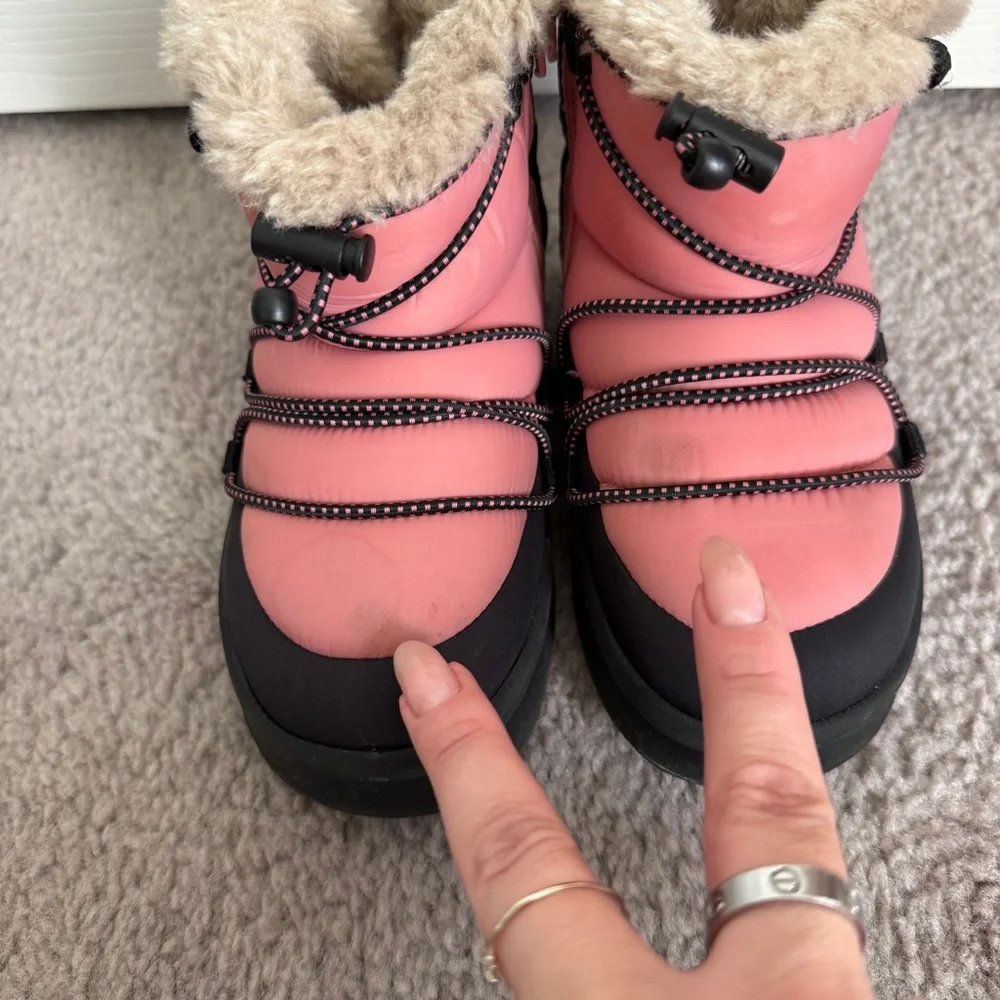ZARA GIRLS Mickey Mouse  Disney quilted snow boots black pink warm size 10.5
